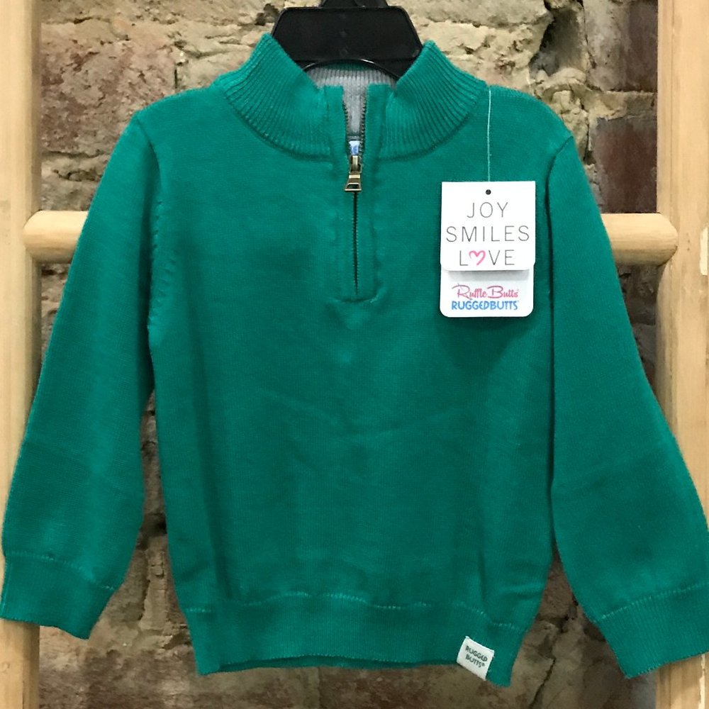 Green Quarter-Zip Sweater